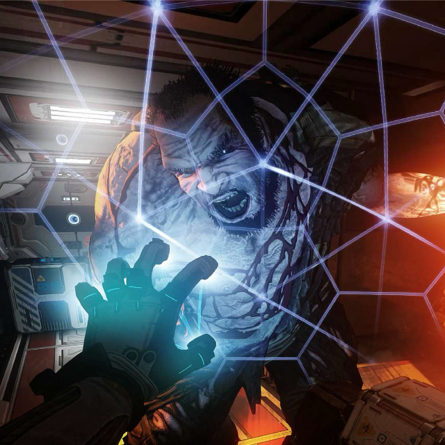Screenshot of The Persistence video game, the player being attacked by a large creature